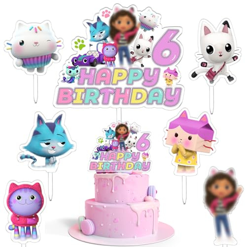 7 piezas Gabb Cupcake Toppers, Gabb Decoracion Tarta, Para Decoraciones De Fiesta De Cumpleaños, DecoracióN De Pastel De CumpleañOs, Adorno de Pastel Niños, Cumpleaños 6 Años