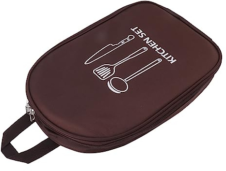 Sac de Rangement pour Couverts de Camping, Pochette pour Ustensiles de Cuisine de Voyage, Organisateur D'ustensiles Portables, Kit de Cuisine de Camping Barbecue avec Poignée,