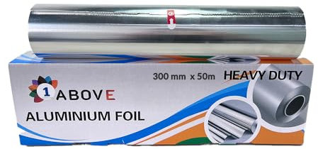 Premium Heavy-Duty Kitchen foil 18 Micron Aluminium Foil Roll, 30cm x 50m for Food Service & Catering