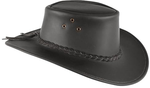 Outbacker Australischer Cowboy Lederhut für Kinder, Größe 47-48 cm