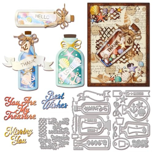GLOBLELAND Stanzformen „Flaschenschütteln“ Stanzungen Mit Segensworten Zum Selbermachen Scrapbooking Kartenherstellung Journal Prägung Papierbasteln Dekor