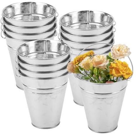 NAMYEUT 15 Stück Metalleimer Klein, Mini Zinkeimer Deko Eimer Metall Blecheimer, Mini Eimer Rund Zinkeimer Klein für Blumentopf Süßigkeiten Party und Hochzeit Deko Garten Tischdeko