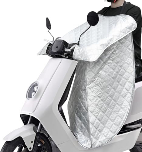 Favoto Coprigambe per Scooter Estiva - Copertura per Scooter con Tasca per Cellulare e Strisce Riflettenti in Poliestere Universale per Veicoli a Due Ruote a Pedali Argento