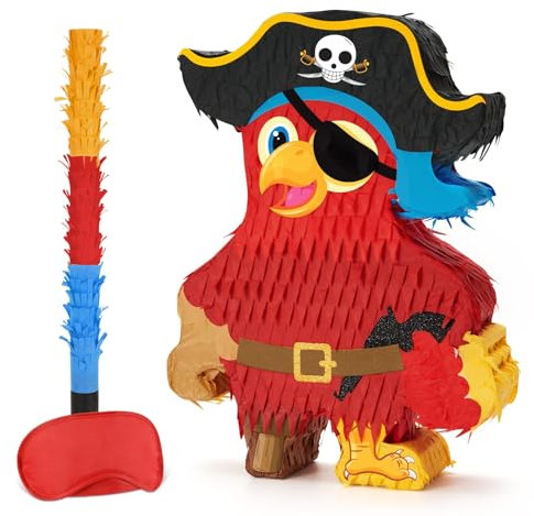 WERNNSAI Piñata de pirate avec bandeau pour les yeux et chauve-souris pour garçons et enfants - Accessoire de décoration de fête d'anniversaire
