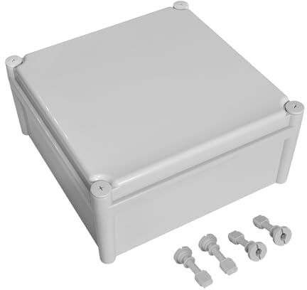 LeMotech IP67 wasserdichte Abzweigdose, ABS-Kunststoff Elektrobox, staubdichtes Gehäuse für Elektronik, Anschlusskästen für DIY-Projekte, Grau, 280 x 280 x 130 mm