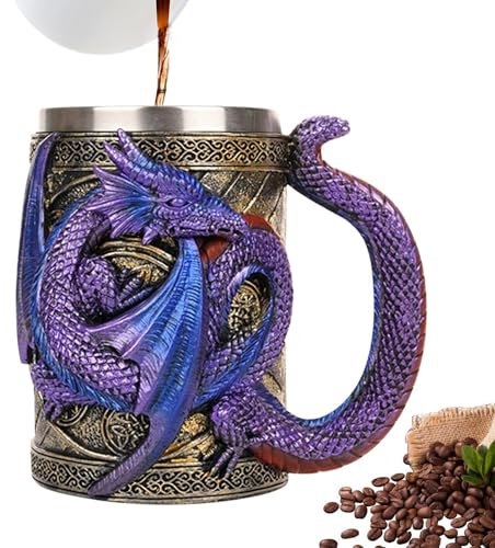 568Ml Medieval Mug - Dragon Coffee Mug, Gothic Beer Stein Tanker | Vintage Style Stainless Steel Drink Mug For Tea, Coffee, Accommodation, Medieval Theme Beer Mug P