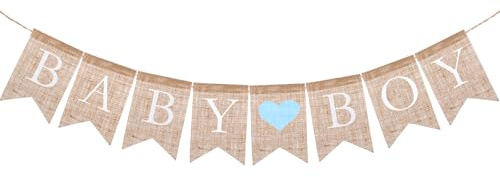 HekouJiub Baby Boy Banner Gender Reveal Party Deko Babyparty Dekorationen Banner für Jungs Girlande Babyparty Leinen Junge Schild Gender Reveal Party Girlande Baby Shower Deko (Blau)
