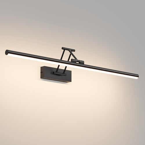 Klighten LED Spiegellampe Bad 70cm,24W 1650LM,4000K,Schwarz | Drehung Spiegellampen für bad IP44, Spiegelleuchte Badezimmer, LED Badspiegelleuchten Badezimmerspiegel