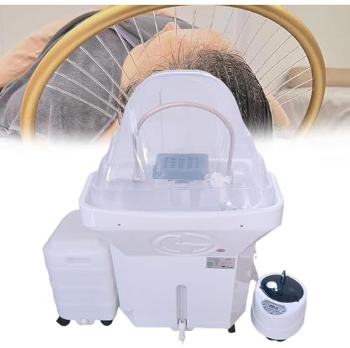 SAYEYBU Tragbares Head-Spa-Waschbecken, Mit Thermostatregelung, Japanisches Head-Spa-GeräT, Head-Spa-GeräT Mit Wasserzirkulation, Friseurstuhl FüR Friseure,Weiß,Package D