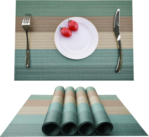 Tovagliette Americane lavabilie Set di 4 Tovaglietta Colazione in Tessuto Lavabili Poliestere Cotone Impermeabile Rettangolari Calore per Tavola e Cucina Feste Ristoranti e Hotel 45 X 30cm