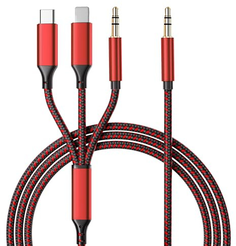 Aux Kabel Auto für USB C/iPhone/3.5mm, 3 in 1 3.5mm klinke auf USB C/iPhone/3.5 Multi Audio Kabel für Auto Lautsprecher Kompatibel mit iPhone 13/14/15/16 Samsung (3 in 1 aux kabel)