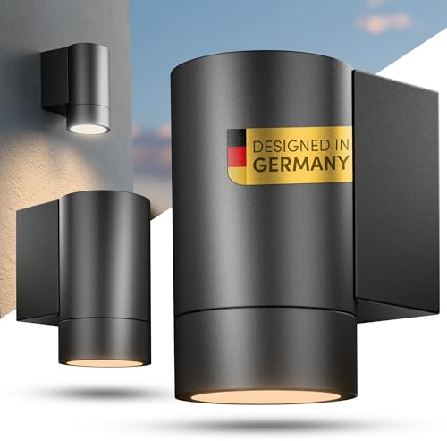 Scandinavian home Aussenlampe Wand 2er Set - Wandleuchte Aussen & Innen mit GU10 Fassung, Außenwandleuchten IP65 - Wandlampe Aussen, Aussenleuchten Hauswand, Außenleuchte Wand - Einflammig, Anthrazit