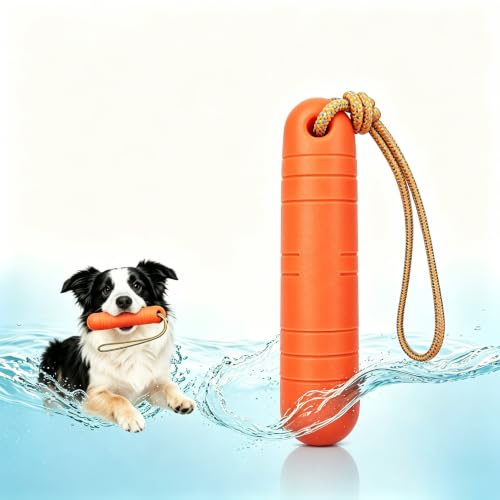 WADY Hundespielzeug, Wasserspielzeug Hund,Interaktives Hundespielzeug,22CM Schwimmspielzeug Hunde mit Nylon Rope, Trainieren und Apportieren im Wasser, für Mittelgroße,Große Hunde (Orange)
