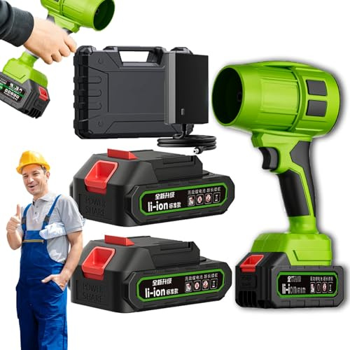 Seese Pro Le Souffleur sans Fil Ultra-Puissant, Souffleur Thermique Puissant De Feuilles Portable Turbocompressé Au Lithium, pour ExtéRieur pour Nettoyage De Cour, Terrasse, Voiture (2 Piles)