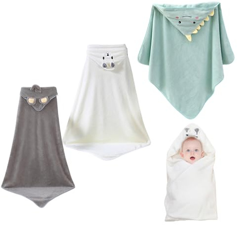 3 stycken huvhanddukar baby, 80 × 80 cm babyhandduk med huva, baby badhandduk, babyhandduk huva, babybadhanddukar för små pojkar flickor
