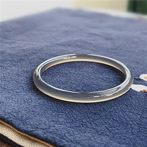 Graues Chalcedon dünn rundes Stangenarmband Eisgrau -Achatarmband Ladies Jade Armband Dünner Armreifen (Größe: 58 mm59 mm)