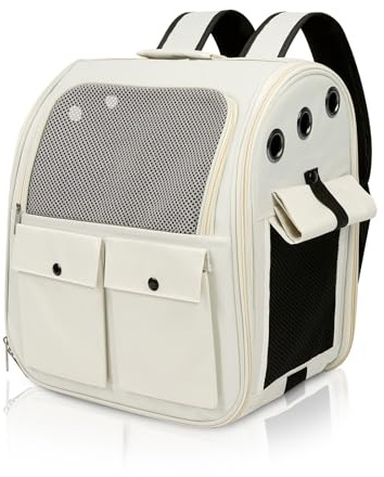 YooxArmor HundeRucksack KatzenRucksack für Kleine Haustiere bis 8kg | Atmungsaktiver Netz-Tier Tragbare Leichte Faltbare mit Innerer Sicherheitsleine,für Reisen Wandern Fahrradfahren