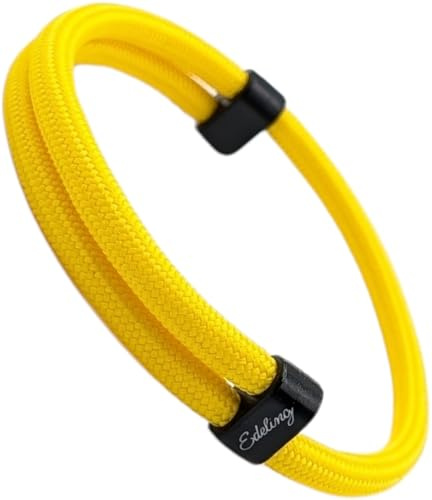Paracord Armband Herren & Damen - Minimalistisch, Surfer, Outdoor & Segeltau Style - verstellbare Armbänder für Männer, Frauen, Pärchen, Jungs, Mädchen - Surferarmband, Stoff (gelb)