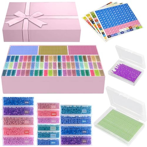DNSGOOR 80 Stück 2-in-1 Diamond Art Schiffchen und Aufbewahrung,Diamond Painting Zubehör Boxen für Diamond Painting Steine, Fächer Kunststoffbox