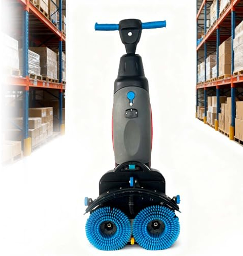 zhenmaster Fregadora de Pisos Comercial Eléctrica de Empuje Manual, Máquina 3 en 1 con Cepillo Giratorio de 17, Lava, Seca y Pule, Ideal para Suelos de Madera, Azulejo y Alfombra(Gray)