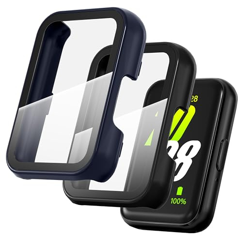 Diruite 2Pcs Screen Protector for Samsung Galaxy Fit 3 Case | All Around Ultra-Thin Hard PC Case with 9H HD Tempered Glass,High Sensitivity,Scratch Resistant,Black+Blue