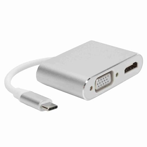 WOHPNLE Adaptateur USB C vers HDMI Vga, convertisseur 4k Type C vers Vga pour Petit écran vers Grand écran, adaptateurs de câble d'ordinateur Plug and Play pour Bureau, conférence, cinéma
