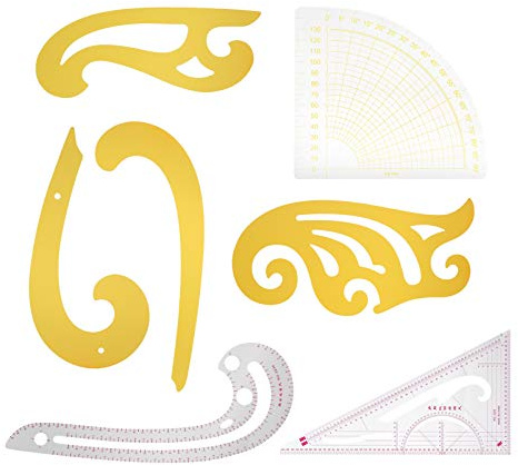Keenso Ensemble de règles de couture polyvalentes pour créateurs de vêtements et tailleurs - 7 pièces pour mesurer et tracer des vêtements - Plastique dur - Forme droite et incurvée