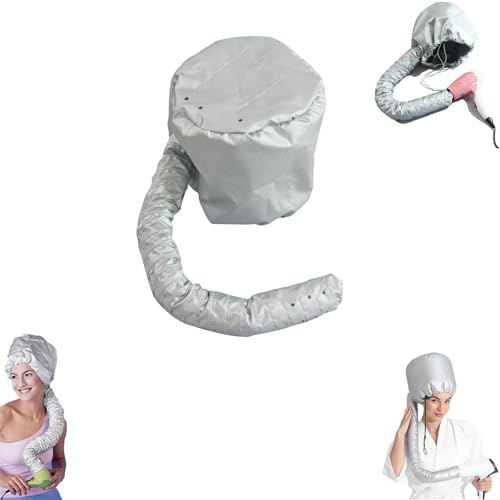 Bonnet Séchoir Portable pour Cheveux, Casque Chauffant Adjustable avec Embout Diffuseur pour Traitement Profond, Séchage Rapide & Coiffure pour Femmes à la Maison ou en Voyage (Argent/Rose/Noir)