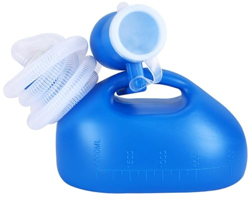 Orinal portátil para hombres, botella de orina a prueba de derrames de 2000 ml/68 oz con báscula y tapa, orinal masculino con tubo largo 63, botellas de orina para hombres, viajes, hospitales, camion