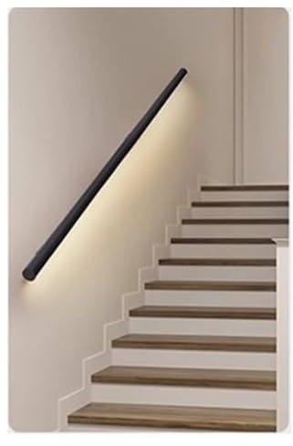 pasamanos para escalera Pasamano con luz LED de inducción, pasamano de aluminio luminoso for interiores y exteriores, pasamanos de seguridad montado en la pared. madera(2m)