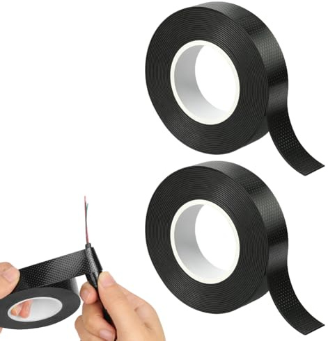 NUTKIT Cinta Autosoldable Impermeable 4.5mx19mmx0.8mm(Negra -2 unidad) | Cinta Reparación de Cables y Tuberías,Aislante Eléctrico Resistente al Agua para Mantenimiento Industrial y Hogar