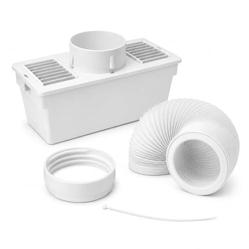 Kit de ventilation universel à condensateur compatible avec les sèche-linge ventilés universels de 6 m - Tuyau carré pour boîte à eau - Adaptateur de clip - Kit de tuyau d'aération de condensation