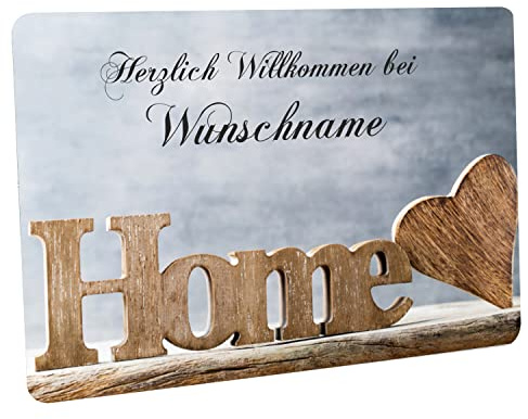 Crealuxe Fußmatte personalisiert - robuste, rutschfeste Fussmatte für Außen & Innen - waschbare Schmutzfangmatte - Fußabtreter Türmatte für aussen & an der Haustür - 60x40cm - Home mit Herz