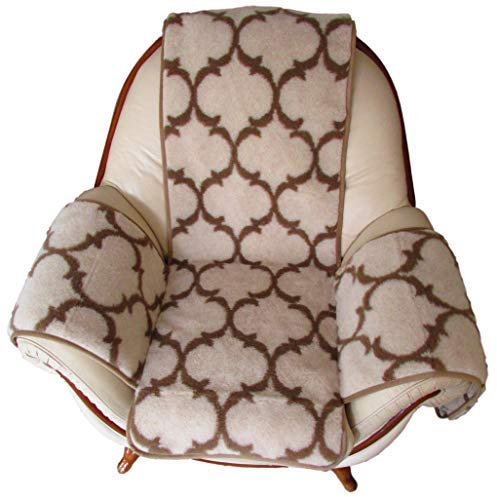 Alpenwolle Sesselschoner Oriental Sesselauflage Sitzauflage Überwurf, beige mit Taschen