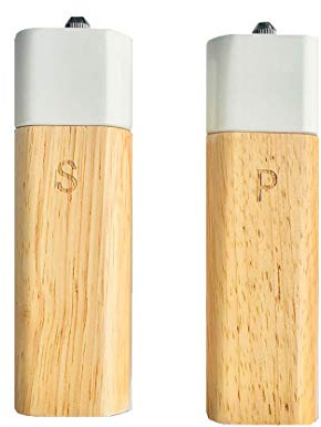 Tessie & Jessie White Salt Grinder Wooden Pepper Salt Grinder Set Pepper Mill Salt & Pepper Shakers -Refillable Stylish for Sea Salt Black Pepper Gift Set (6+6)