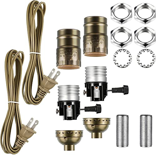 Honoson Lamp Repair Kit Table Rewire Lamp Parts with 3 Way Socket Matching Cord and Essential Hardware Wiring Kit for Table Floor DIY Design Repair Light Do It Yourself(Bronze)
