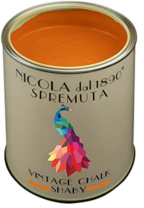 Vernice Vintage Chalk Shabby a Base di Acqua, per Interni ed Esterni, Aspetto Opaco, Made in Italy, Colore Spremuta - Formato 0,25 lt