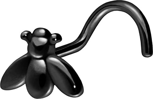 PIERCINGLINE Chirurgenstahl Nasenstecker Spirale BIENE Nasenpiercing Nostril Piercing Schwarz