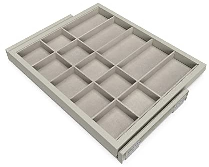 Emuca - Organisationsschublade mit sanft schließenden Schienen für Schränke, Modul 600mm, regulierbare, Steingrau lackiert
