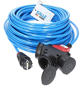 Schuko-Verlängerungskabel Classic Extreme H07BQ-F 3G 2,5mm² mit 3-Fach Kupplung von KALLE DAS KABEL 50 Meter