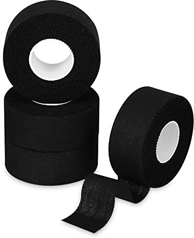 Xinstroe 4 Rollen Sport Tapes, 2,5cmx10m Sporttape Sport Tapeverband Selbstklebende Sportbandage für Fußball Klettern Alle Sportarten(Schwarz)