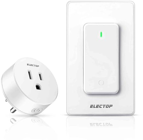 Remote Control Outlet, ELECTOP 15A/1500W Wireless Wall Mounted Power Switch, Long Range Electrical Switch Plug in On/Off for Lights, Fans, Christmas Lights, Household Appliance, Programmable