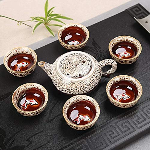 Théière Tetsubin en Fonte Japonaise Tasse à thé Chinoise Porcelaine céladon Poisson Ensemble de Tasses à thé théière Verres en céramique Chine (F)