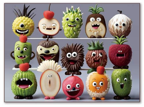 500 Pieces Jigsaw Puzzles for Adults and Teens and Kids Family Happy GIF Easter Eggs Puzzle (Happy Fruits)