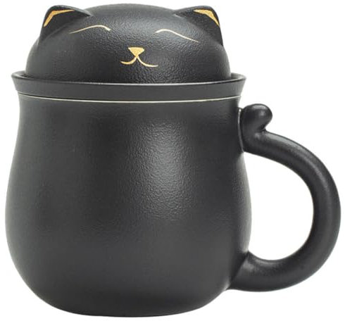 DEARMAMY Ceramic Tea Mug with Tea Separation Cute Office Mug for Coffee and Capacity Drinkware Practical and Safe for Daily Use Zen Design for Home Decor