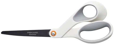 FISKARS Forbici Antiaderenti per Hobbistica, Lunghezza: 21 cm, Lama in Acciaio Inox/Manici in Plastica, Bianco, 1070026