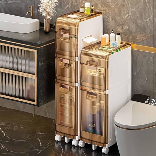 Badezimmer-Bodenschrank mit Schubladen, freistehender Aufbewahrungsorganisator, Flur-Eingangsschrank, schmales Badezimmerregal für Wohnzimmer, Küche, Weiß