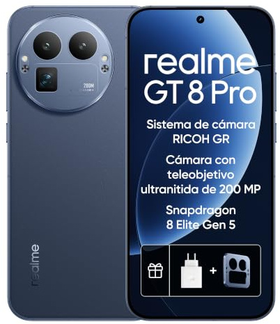 realme GT 8 Pro 5G Smartphone 16+512GB, Processor Snapdragon® 8 Elite Gen 5, Schermo da 6.79 pollici, Ricarica Rapida 120W, Batteria da 7000mAh, Fotocamera da 200MP, IP69, Refresco a 144Hz, Urban Blue
