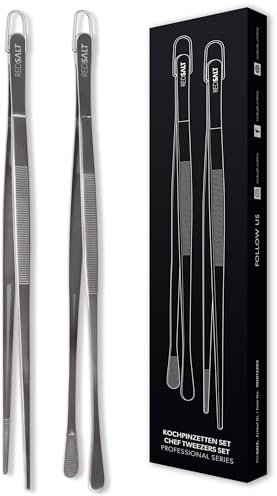 REDSALT® Premium Kochpinzetten Set 30cm lang | INOX 18/10 Edelstahl rostfrei spülmaschinenfest | Koch Zange Pinzette für Lebensmittel Küche Grill Gastro | Gourmetzange Küchenpinzette Grillpinzette