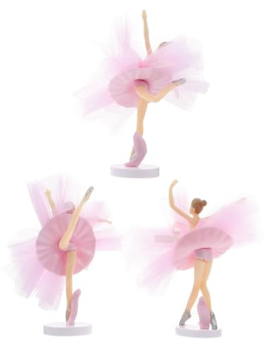 KONTONTY Ballet Figurine Cake Topper 3 Sets Princess Ballerina Cupcake Decor Tulle Girl Cake Ornament